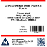 MSE PRO 1 kg, 75-85 um Alpha Aluminum Oxide (Alumina) Al<sub>2</sub>O<sub>3</sub> Powder 99.9% 3N - MSE Supplies LLC