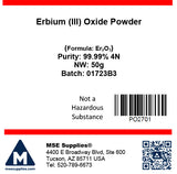 MSE PRO Erbium (III) Oxide (Er<sub>2</sub>O<sub>3</sub>) 99.99% 4N Powder - MSE Supplies LLC