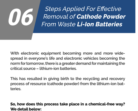 06 Steps Applied For Effective Removal Of Cathode Powder From Waste Li-Ion Batteries