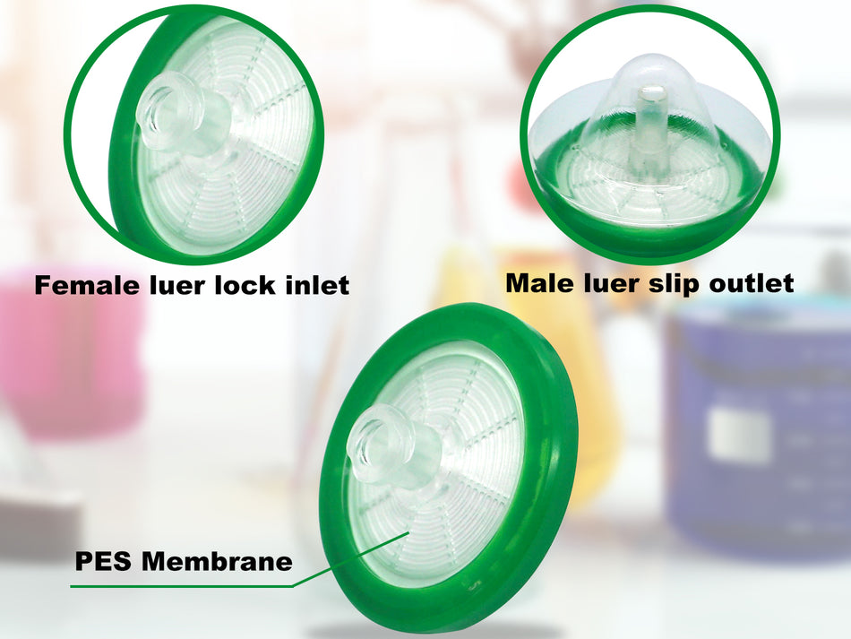 Biologix Sterile Syringe Filter-PES, 0.22um Pore Size, 33mm Diameter (Female Luer Lock + Male Luer Slip) 100/Pack, 400/Case - MSE Supplies LLC