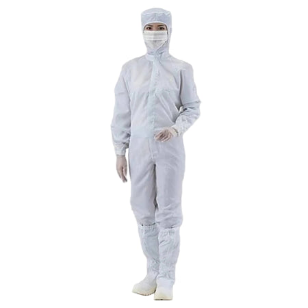 ASONE Cleanroom Wear (Integrated Hood, Cnter Zipper Type) White L Cleaned Washed