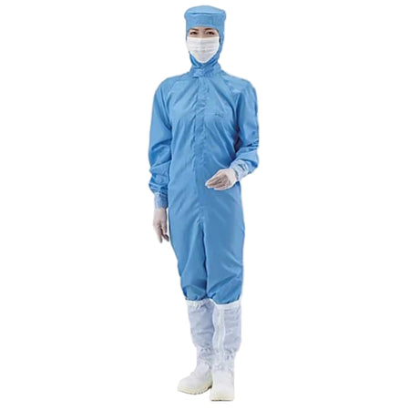 ASPURE Cleanroom Wear (Integrated Hood, Cnter Zipper Type) Blue 3L Cleaned Washed