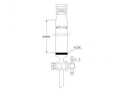 MSE PRO Strengthened Port, with Sand Plate Chromatography Column, φ26mm, Effective Length 254mm, Gate Aperture: 2mm, 19/22