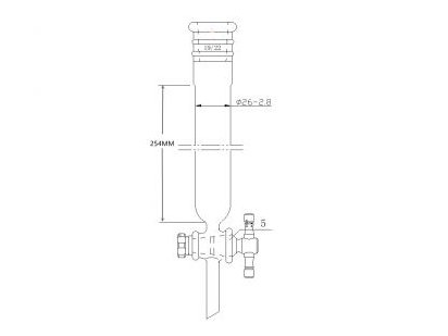 MSE PRO Reinforced Port, Chromatography Column, φ26mm, Effective Length 254mm, Gate Aperture: 2mm, 19/22 - MSE Supplies LLC