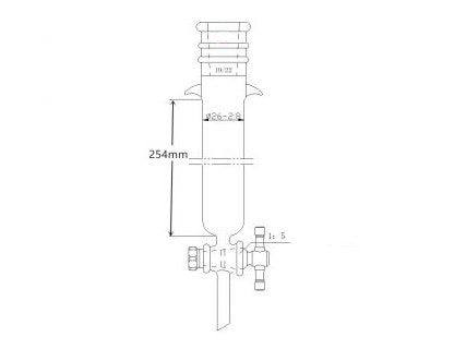 MSE PRO Strengthened Port, with Ears, Chromatography Column, φ26mm, Effective Length 254mm, Aperture of the Gate: 2mm, 19/22