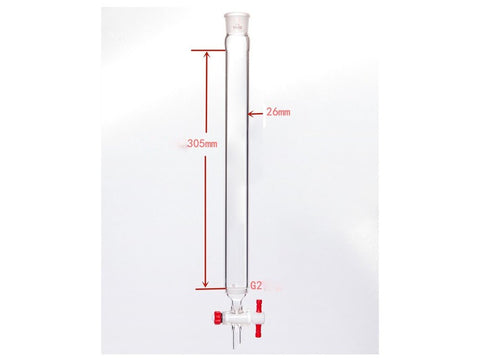 MSE PRO Sand Plate Chromatography Column, φ26mm, Effective Length 305mm, Gate Aperture: 2mm, 19/22 - MSE Supplies LLC