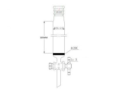 MSE PRO Strengthened Port, with Sand Plate Chromatography Column, φ26mm, Effective Length 305mm, Gate Aperture: 2mm, 19/22