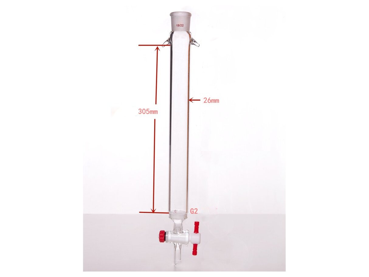 MSE PRO Sand Plate Chromatography Column with Ears, φ26mm, Effective Length 305mm, Gate Aperture: 2mm, 19/22