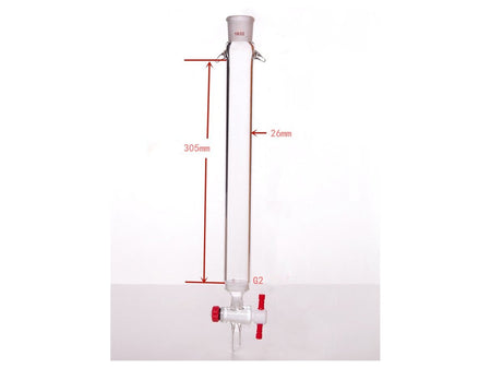 MSE PRO Sand Plate Chromatography Column with Ears, φ26mm, Effective Length 305mm, Gate Aperture: 2mm, 19/22