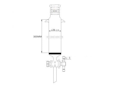 MSE PRO Strengthened Port, with Ears, Sand Plate Chromatography Column, φ26mm, Effective Length 305mm, Gate Aperture: 2mm, 19/22 - MSE Supplies LLC