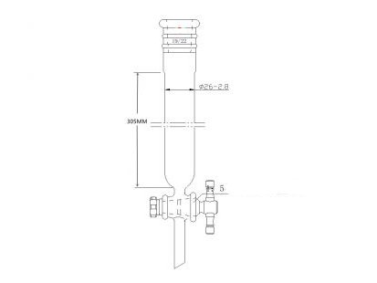 MSE PRO Reinforced Port, Chromatography Column, φ26mm, Effective Length 305mm, Gate Aperture: 2mm, 19/22 - MSE Supplies LLC