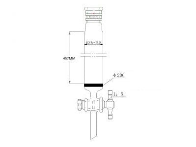 MSE PRO Strengthened Port, with Sand Plate Chromatography Column, φ26mm, Effective Length 457mm, Gate Aperture: 2mm, 19/22