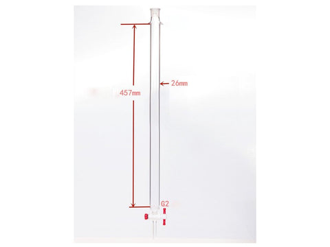 MSE PRO Sand Plate Chromatography Column with Ears, φ26mm, Effective Length 457mm, Gate Aperture: 2mm, 19/22