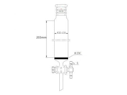 MSE PRO Strengthened Port, with Sand Plate Chromatography Column, φ32mm, Effective Length 203mm, Gate Aperture: 2mm, 19/22 - MSE Supplies LLC