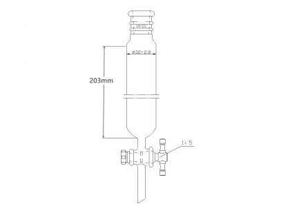 MSE PRO Reinforced Port, Chromatography Column, φ32mm, Effective Length 203mm, Gate Aperture: 2mm, 19/22 - MSE Supplies LLC