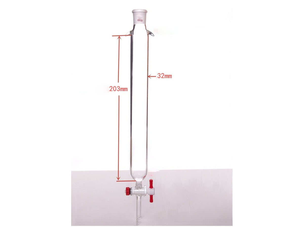 MSE PRO Plus Ears Chromatography Column, φ32mm, Effective Length 203mm, Gate Aperture: 2mm, 19/22 - MSE Supplies LLC