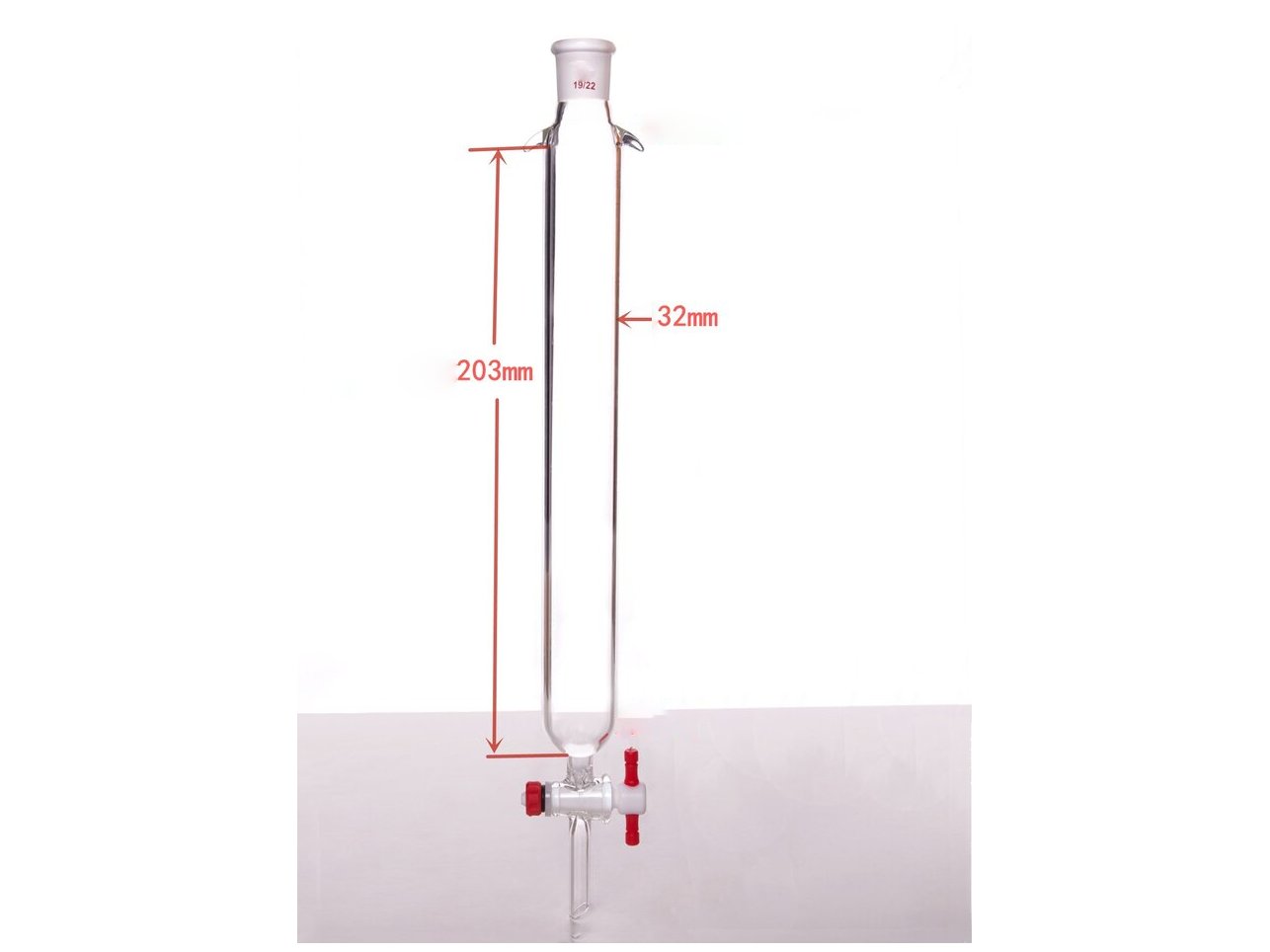 MSE PRO Plus Ears Chromatography Column, φ32mm, Effective Length 203mm, Gate Aperture: 2mm, 19/22 - MSE Supplies LLC