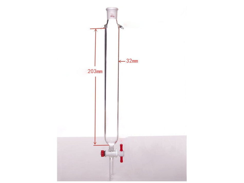 MSE PRO Plus Ears Chromatography Column, φ32mm, Effective Length 203mm, Gate Aperture: 2mm, 19/22 - MSE Supplies LLC