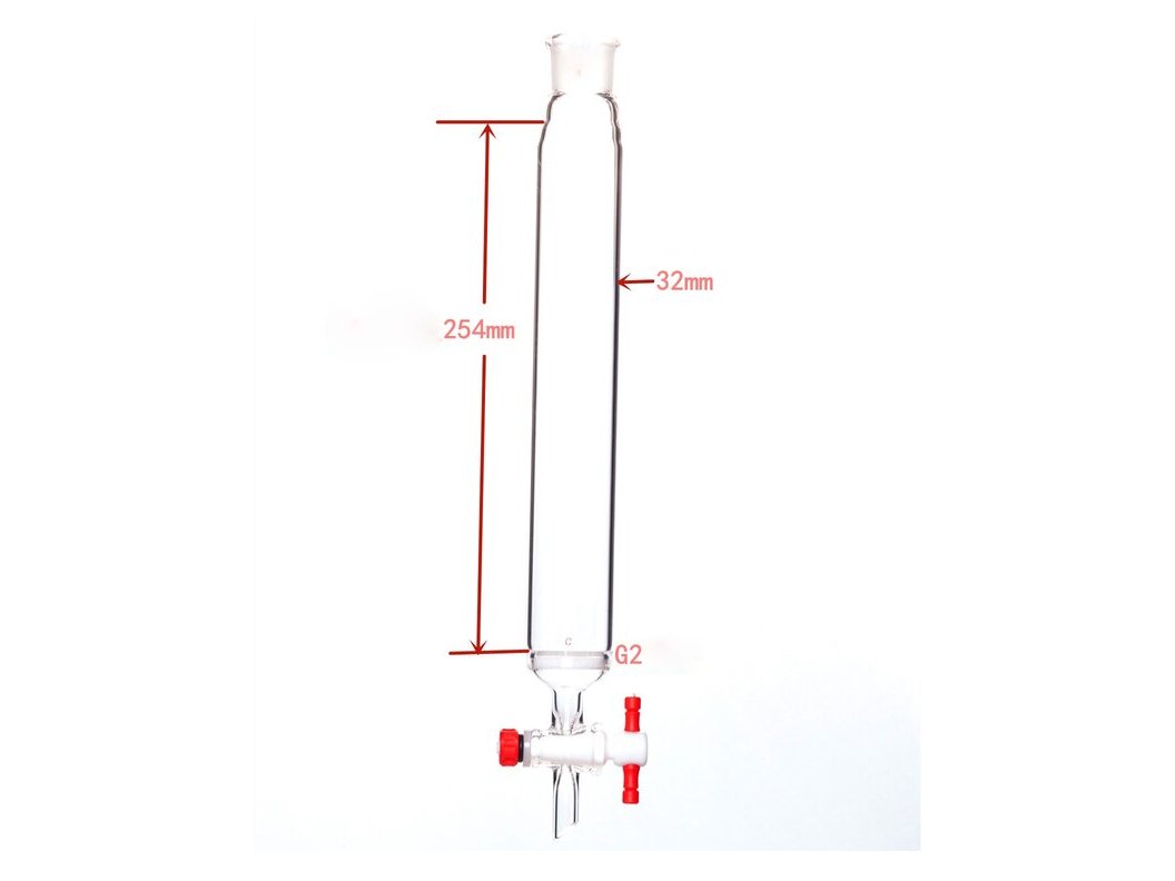 MSE PRO Sand Plate Chromatography Column, φ32mm, Effective Length 254mm, Gate Aperture: 2mm, 19/22