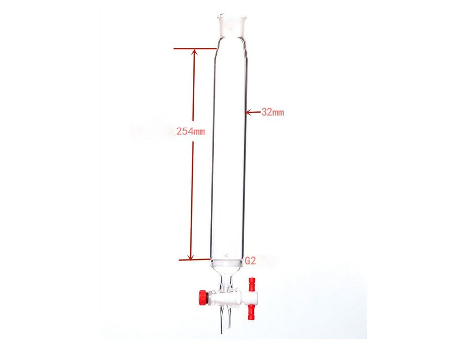 MSE PRO Sand Plate Chromatography Column, φ32mm, Effective Length 254mm, Gate Aperture: 2mm, 19/22