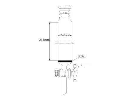 MSE PRO Strengthened Port, with Sand Plate Chromatography Column, φ32mm, Effective Length 254mm, Gate Aperture: 2mm, 19/22