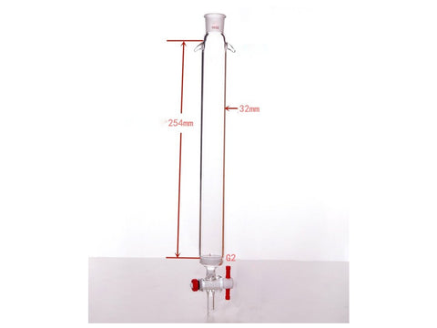 MSE PRO Sand Plate Chromatography Column with Ears, φ32mm, Effective Length 254mm, Gate Aperture: 2mm, 19/22
