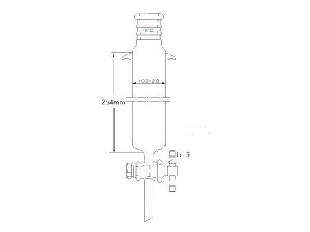 MSE PRO Strengthened Port, with Ears, Chromatography Column, φ32mm, Effective Length 254mm, Aperture of the Gate: 2mm, 19/22