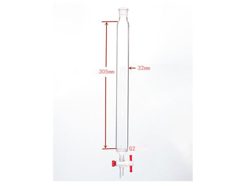 MSE PRO Sand Plate Chromatography Column, φ32mm, Effective Length 305mm, Gate Aperture: 2mm, 19/22