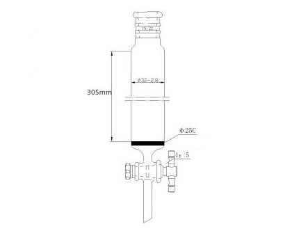 MSE PRO Strengthened Port, with Sand Plate Chromatography Column, φ32mm, Effective Length 305mm, Gate Aperture: 2mm, 19/22