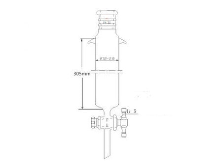 MSE PRO Strengthened Port, with Ears, Chromatography Column, φ32mm, Effective Length 305mm, Aperture of the Gate: 2mm, 19/22