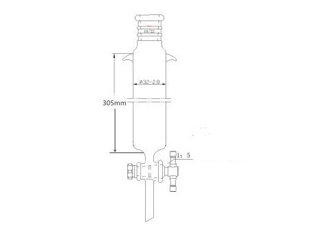 MSE PRO Strengthened Port, with Ears, Chromatography Column, φ32mm, Effective Length 305mm, Aperture of the Gate: 2mm, 19/22