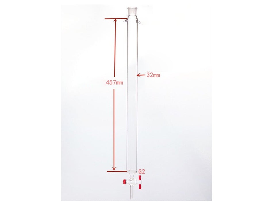 MSE PRO Sand Plate Chromatography Column with Ears, φ32mm, Effective Length 457mm, Gate Aperture: 2mm, 19/22 - MSE Supplies LLC