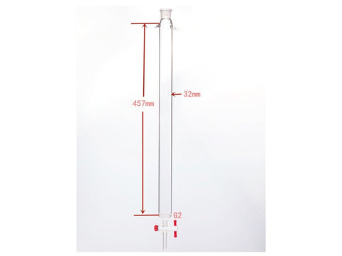 MSE PRO Sand Plate Chromatography Column with Ears, φ32mm, Effective Length 457mm, Gate Aperture: 2mm, 19/22 - MSE Supplies LLC
