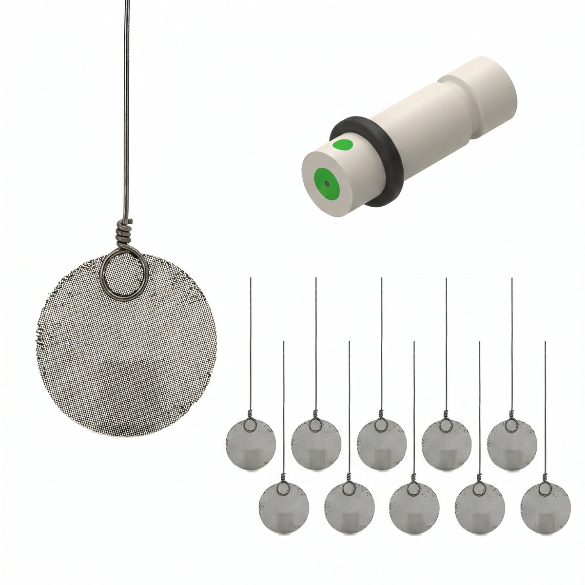Current Collector - Graphite coated Stainless Steel 316L mesh with Tantalum clip and septum plug AI image