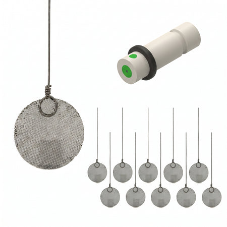 Current Collector - Graphite coated Stainless Steel 316L mesh with Tantalum clip and septum plug AI image