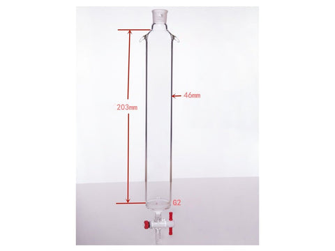 MSE PRO Sand Plate Chromatography Column with Ears, φ46mm, Effective Length 203mm, Gate Aperture: 2mm, 19/22