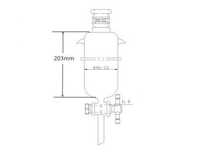 MSE PRO Strengthened Port, with Ears, Chromatography Column, φ46mm, Effective Length 203mm, Aperture of the Gate: 2mm, 19/22