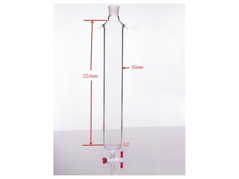 MSE PRO Sand Plate Chromatography Column with Ears, φ46mm, Effective Length 254mm, Gate Aperture: 2mm, 19/22