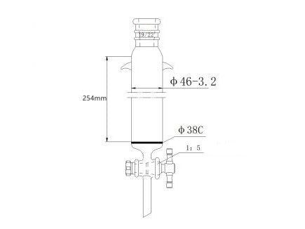 MSE PRO Strengthened Port, with Ears, Sand Plate Chromatography Column, φ46mm, Effective Length 254mm, Gate Aperture: 2mm, 19/22