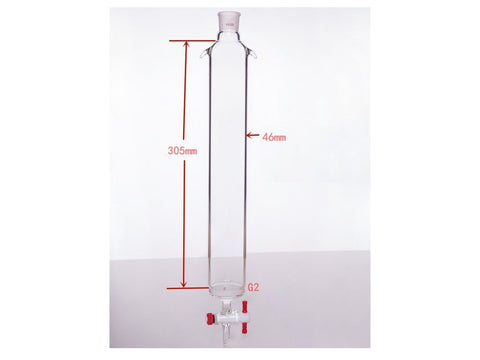 MSE PRO Sand Plate Chromatography Column with Ears, φ46mm, Effective Length 305mm, Gate Aperture: 2mm, 19/22 - MSE Supplies LLC