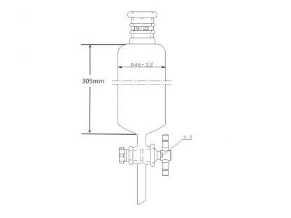 MSE PRO Reinforced Port, Chromatography Column, φ46mm, Effective Length 305mm, Gate Aperture: 2mm, 19/22 - MSE Supplies LLC