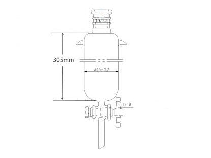 MSE PRO Strengthened Port, with Ears, Chromatography Column, φ46mm, Effective Length 305mm, Aperture of the Gate: 2mm, 19/22 - MSE Supplies LLC