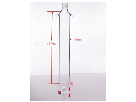 MSE PRO Sand Plate Chromatography Column with Ears, φ46mm, Effective Length 457mm, Gate Aperture: 2mm, 19/22 - MSE Supplies LLC