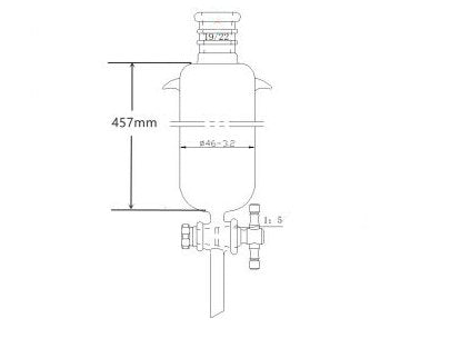 MSE PRO Strengthened Port, with Ears, Chromatography Column, φ46mm, Effective Length 457mm, Aperture of the Gate: 2mm, 19/22 - MSE Supplies LLC