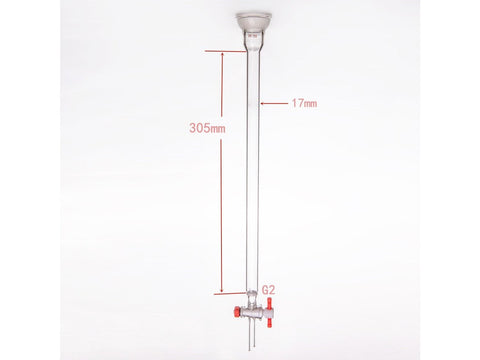 MSE PRO Grinding Mouth Chromatography Column with Sand Plate Ball, φ17mm, Effective Length: 305mm, 2mm Gate Aperture, 35/20 - MSE Supplies LLC