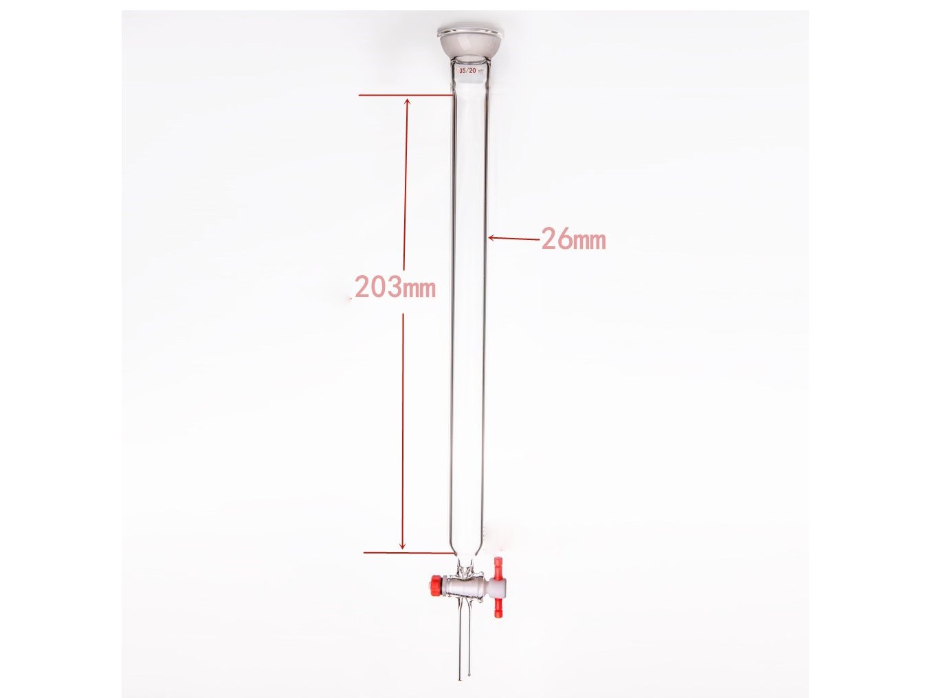 MSE PRO Ball Grinding Mouth Chromatography Column, φ26mm, Effective Length: 203mm, 2mm Aperture, 35/20 - MSE Supplies LLC