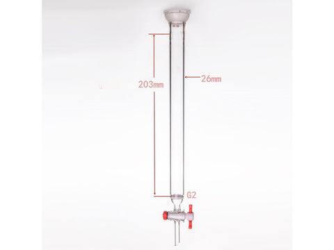 MSE PRO Grinding Mouth Chromatography Column with Sand Plate Ball, φ26mm, Effective Length: 203mm, 2mm Gate Aperture, 35/20 - MSE Supplies LLC