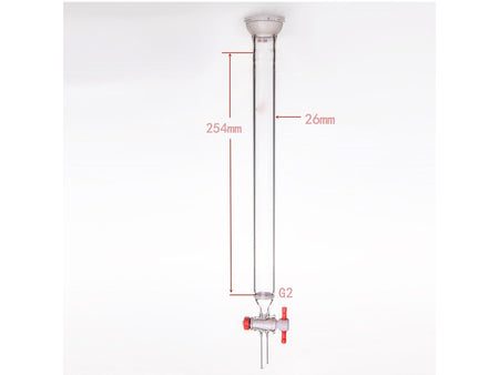 MSE PRO Grinding Mouth Chromatography Column with Sand Plate Ball, φ26mm, Effective Length: 254mm, 2mm Gate Aperture, 35/20 - MSE Supplies LLC