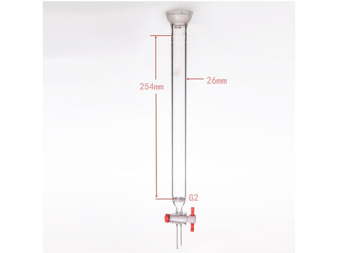 MSE PRO Grinding Mouth Chromatography Column with Sand Plate Ball, φ26mm, Effective Length: 254mm, 2mm Gate Aperture, 35/20 - MSE Supplies LLC