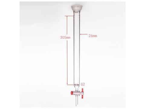 MSE PRO Grinding Mouth Chromatography Column with Sand Plate Ball, φ26mm, Effective Length: 305mm, 2mm Gate Aperture, 35/20 - MSE Supplies LLC